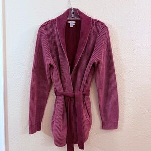 Carbon2Cobalt purple belted cardigan